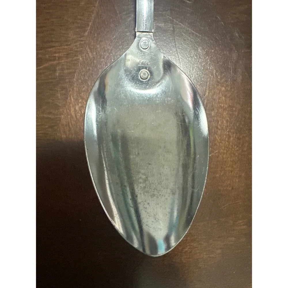 Ekco Serving Spoon Chromium Plated Vintage Kitchen Utensil Green Handle